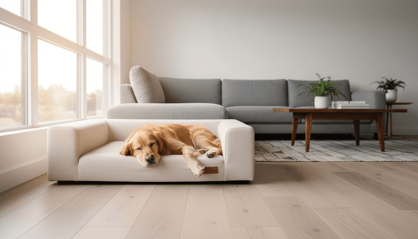 Relaxed dog resting at home